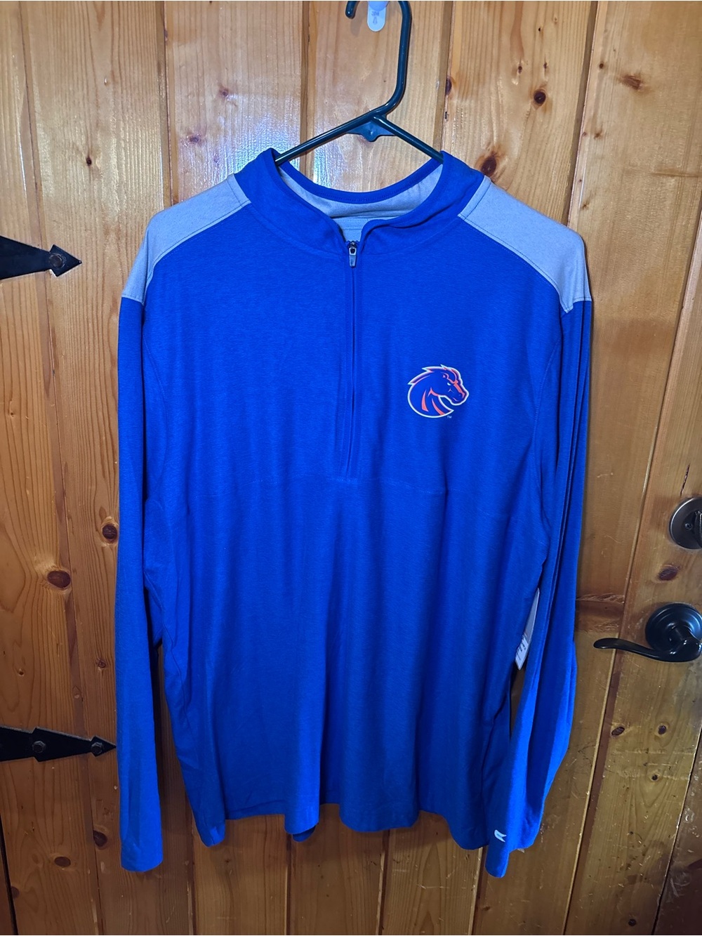 Boise State BSU Broncos Colosseum LS Blue 1/4 Zip Pullover Shirt Men's L NWT